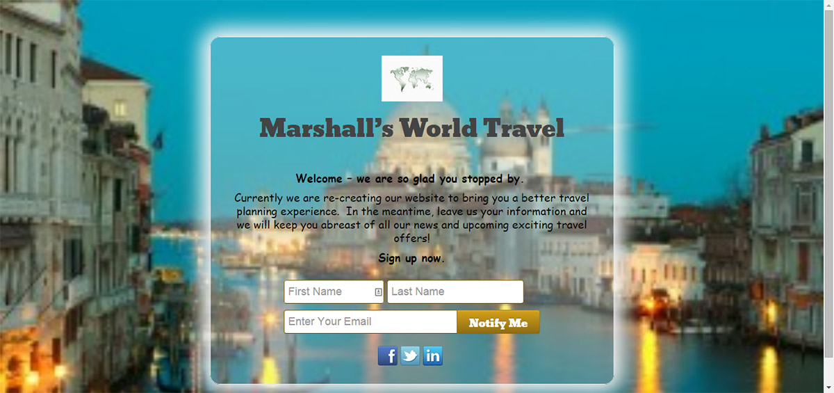 Marshall's-World-Travel Website Creation for Marshall's-World-Travel