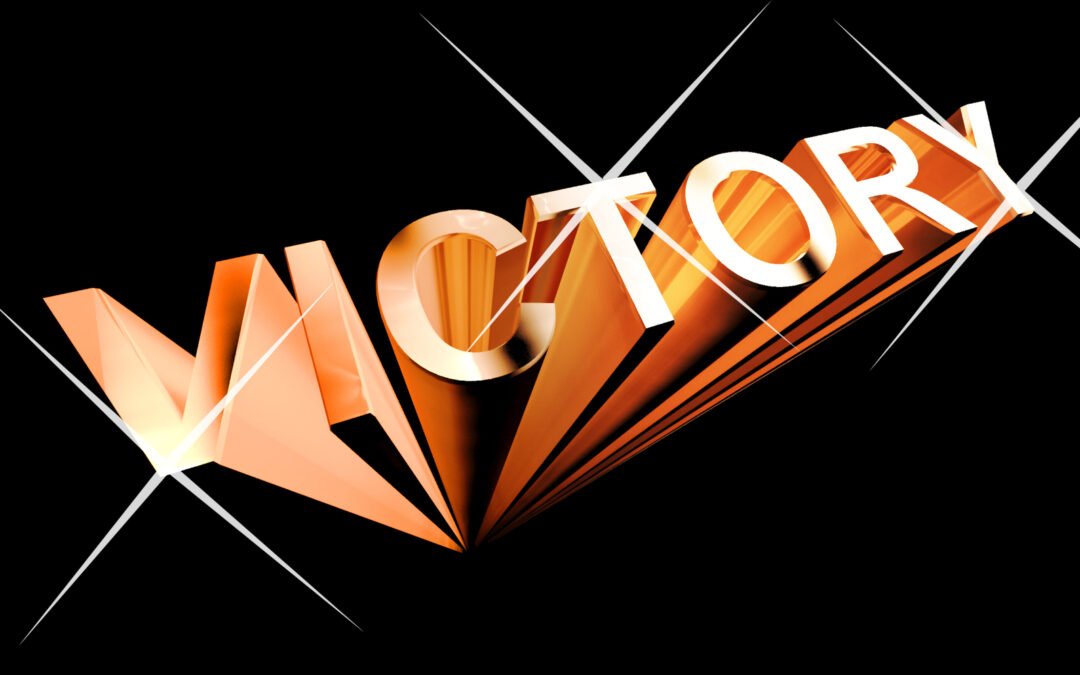 Victory Text In Orange And 3d As Symbol For Winning And Accompli