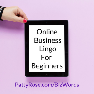 image of tablet with text Online Business Lingo For Beginners