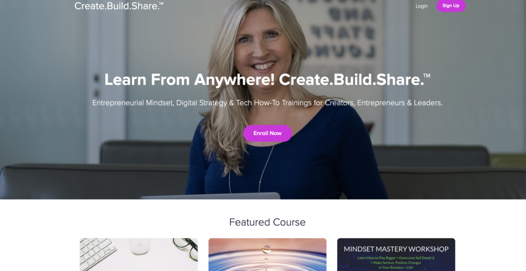 Screenshot of CreateBuildShare.com scholl on Teachable