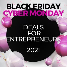 Pink and white Ballons with a center circle in the back Black Friday Cyber Monday Deals for Entrepreneurs 2021